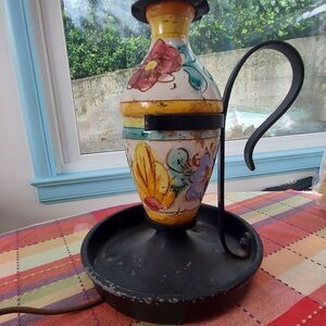 Mid Century Lamps ' SALTERINI' Wrought Iron Italian Painted Lamp Rare
